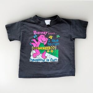 VTG 1992 Barney Purple Dinosaur T-Shirt 2T Toddler Lyons Group "I Like To Run"